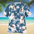 Bull Terrier Dog Blue Tribal Pattern Hawaiian Shirt