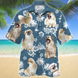 Tibetan Spaniel Dog Blue Tribal Pattern Hawaiian Shirt