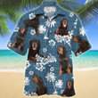 Gordon Setter Dog Blue Tribal Pattern Hawaiian Shirt