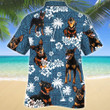 Miniature Pinscher Dog Blue Tribal Pattern Hawaiian Shirt