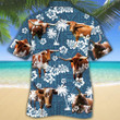 TX Longhorn Cattle Lovers Blue Tribal Hawaiian Shirt