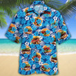 Burger Lovers Blue Floral Hawaiian Shirt