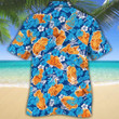 Fried Chicken Lovers Blue Floral Hawaiian Shirt
