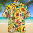 Golden Retriever Dog Lovers Sunflower Watercolor Hawaiian Shirt