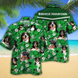 Bernese Mountain Dog Lovers Green Floral Pattern Hawaiian Shirt