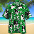 Border Collie Dog Lovers Green Floral Pattern Hawaiian Shirt
