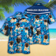 English Mastiff Dog Lovers Blue Floral Pattern Hawaiian Shirt