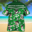 Miniature Schnauzer Dog Lovers Green Floral Pattern Hawaiian Shirt