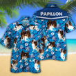 Papillon Dog Lovers Blue Floral Pattern Hawaiian Shirt