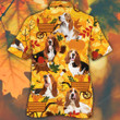 Basset Hound Dog Lovers Orange Nature Autumn Hawaiian Shirt