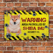Shiba Inu Dog Lovers Warning Area Metal Sign