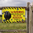 Black Angus Cattle Lovers Warning Area Metal Sign