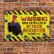 Rooster Lovers Warning Area Metal Sign