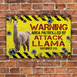 Llama Lovers Warning Area Metal Sign