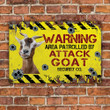 Attack Goat Lovers Warning Area Metal Sign