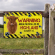 Highland Cattle Lovers Warning Area Metal Sign