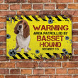 Basset Hound Dog Lovers Warning Area Metal Sign