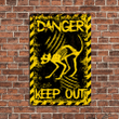 Cat Angry Skeleton Danger Keep Out Metal Sign