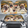 Pug Dog Lovers Autumn Road Car Auto Sunshade 57" x 27.5"