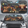 Highland Cattle Lovers Halloween Time Car Auto Sunshade 57" x 27.5"