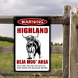 Highland Cattle Deja Moo Area Warning Metal Sign