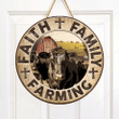 Black Angus Cattle Lovers Faith Family Farming Round Wooden Sign 12" x 12"