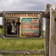 Black Angus Cattle Lovers Farmhouse Rules Metal Sign
