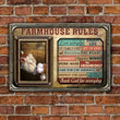 Hereford Cattle Lovers Farmhouse Rules Metal Sign