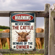 Highland Cattle Lovers Gift Beware Of The Owner Metal Sign