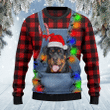 Rottweiler Dog Lovers Red Plaid Shirt And Denim Bib Overalls Knitted Sweater