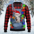 Alpaca Lovers Red Plaid Shirt And Denim Bib Overalls Knitted Sweater