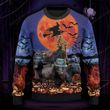 Black Angus Cattle Lovers Halloween Moon Knitted Sweater