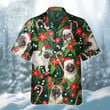 Pug Dog Lovers Christmas Red Flower Hawaiian Shirt