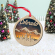 Colorado Mountain Christmas Gift 2 Layered Wooden Ornament