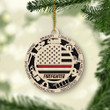 Thin Red Line Firefighter Christmas Gift 2 Layered Wooden Ornament