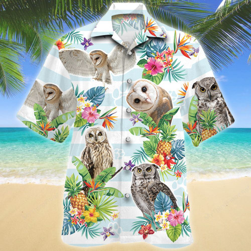 Owl Tropical Flower Hawaiian Shirt