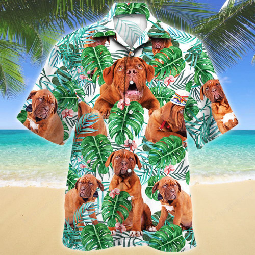 Dogue de Bordeaux Dog Tropical Plant Hawaiian Shirt