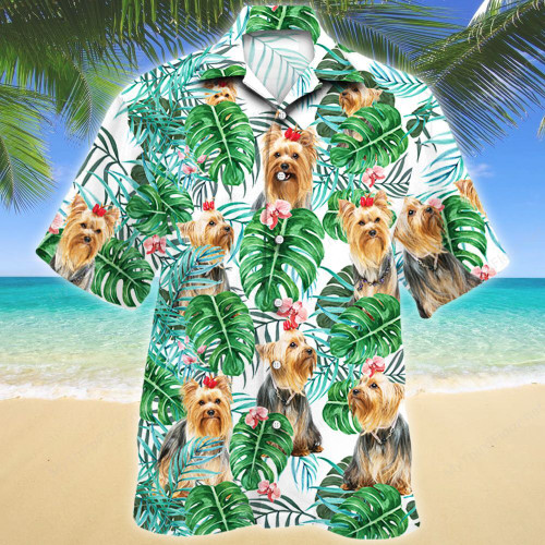 Yorkshire Terrier Dog Tropical Plant Hawaiian Shirt