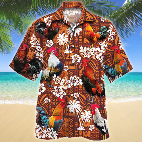 Rooster Lovers Red Tribal Hawaiian Shirt