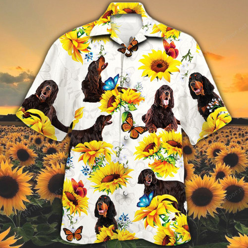 Gordon Setter Dog Lovers Sun Flower Hawaiian Shirt