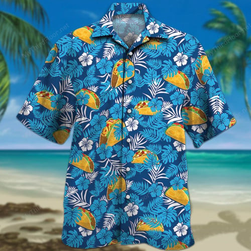 Tacos Lovers Blue Floral Hawaiian Shirt