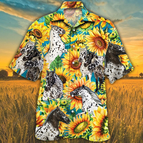 Appaloosa Horse Lovers Sunflower Watercolor Hawaiian Shirt