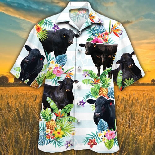 Brangus Cattle Lovers Tropical Flower Hawaiian Shirt
