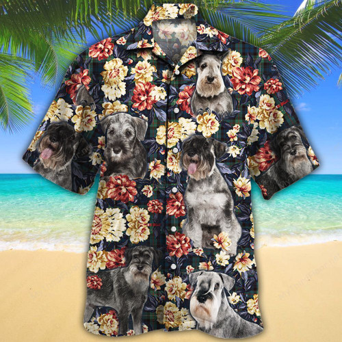 Standard Schnauzer Dog Lovers Green Plaid Pattern Hawaiian Shirt
