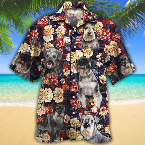 Standard Schnauzer Dog Lovers Red Plaid Pattern Hawaiian Shirt