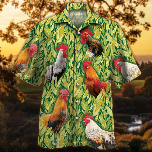 Rooster Chicken Lovers Corn Pattern Hawaiian Shirt