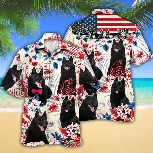 Schipperke Dog Lovers American Flag Hawaiian Shirt