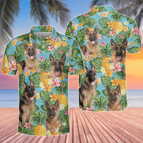 German Shepherd Dog Lovers Pineapple Polo Shirt