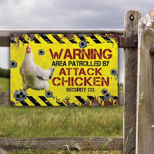 Chicken Lovers Warning Area Metal Sign