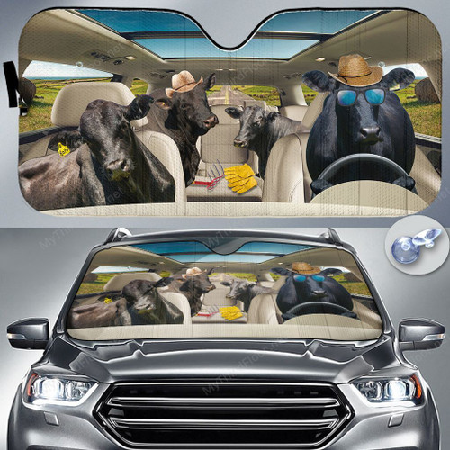 Brangus Cattle Lovers Country Road Car Auto Sunshade 57" x 27.5"